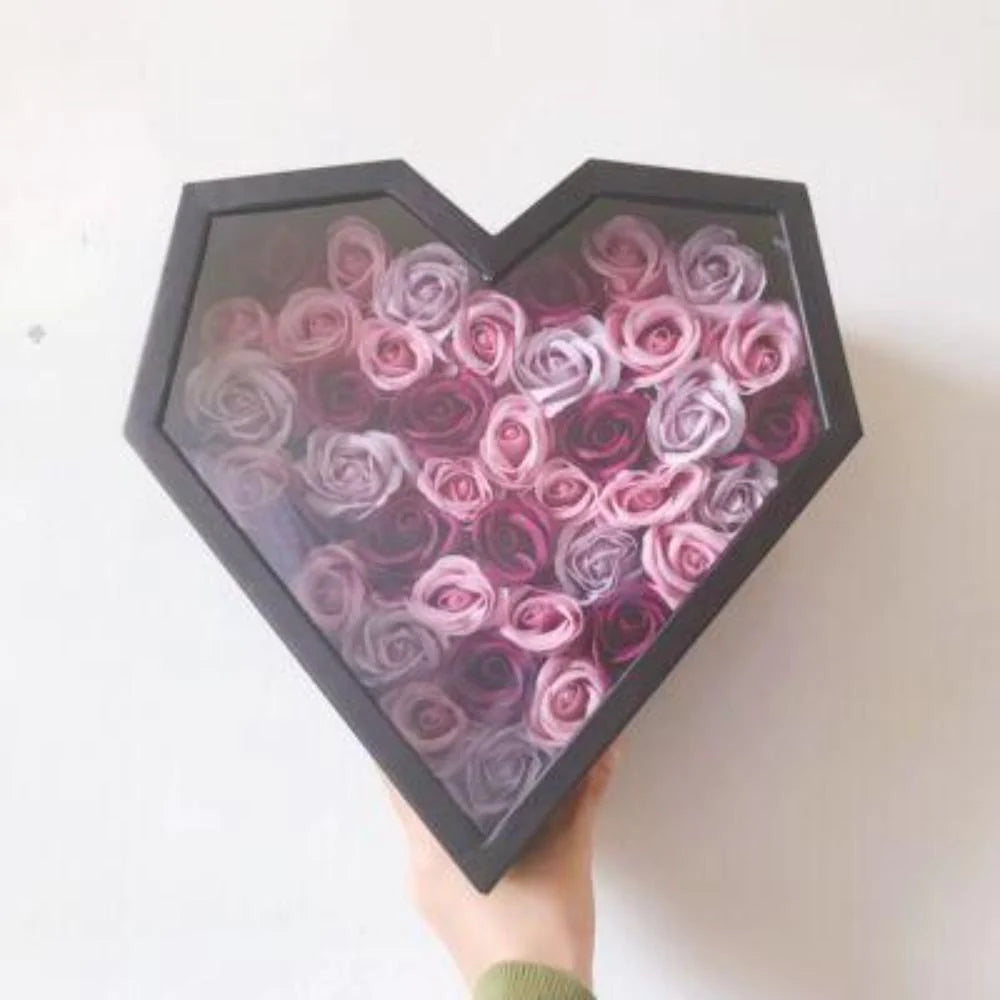 Heart-shaped Gift Box containing Rose-scented Enchanted Soap Flowers
