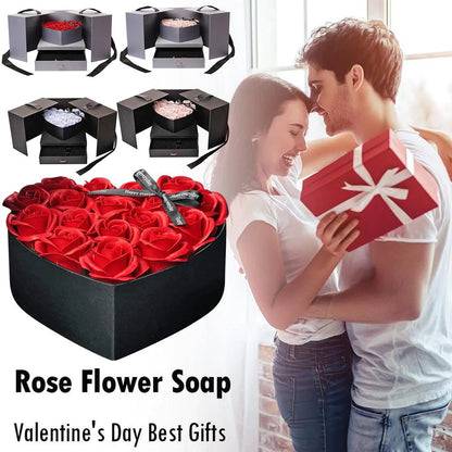 Eternal Heart-shaped Rose Bouquet of Enchanted Soap Flowers with Deluxe Gift Box