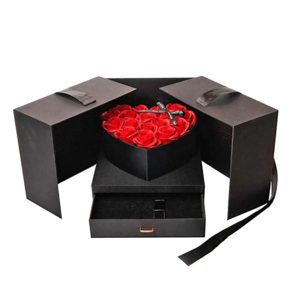 Eternal Heart-shaped Rose Bouquet of Enchanted Soap Flowers with Deluxe Gift Box