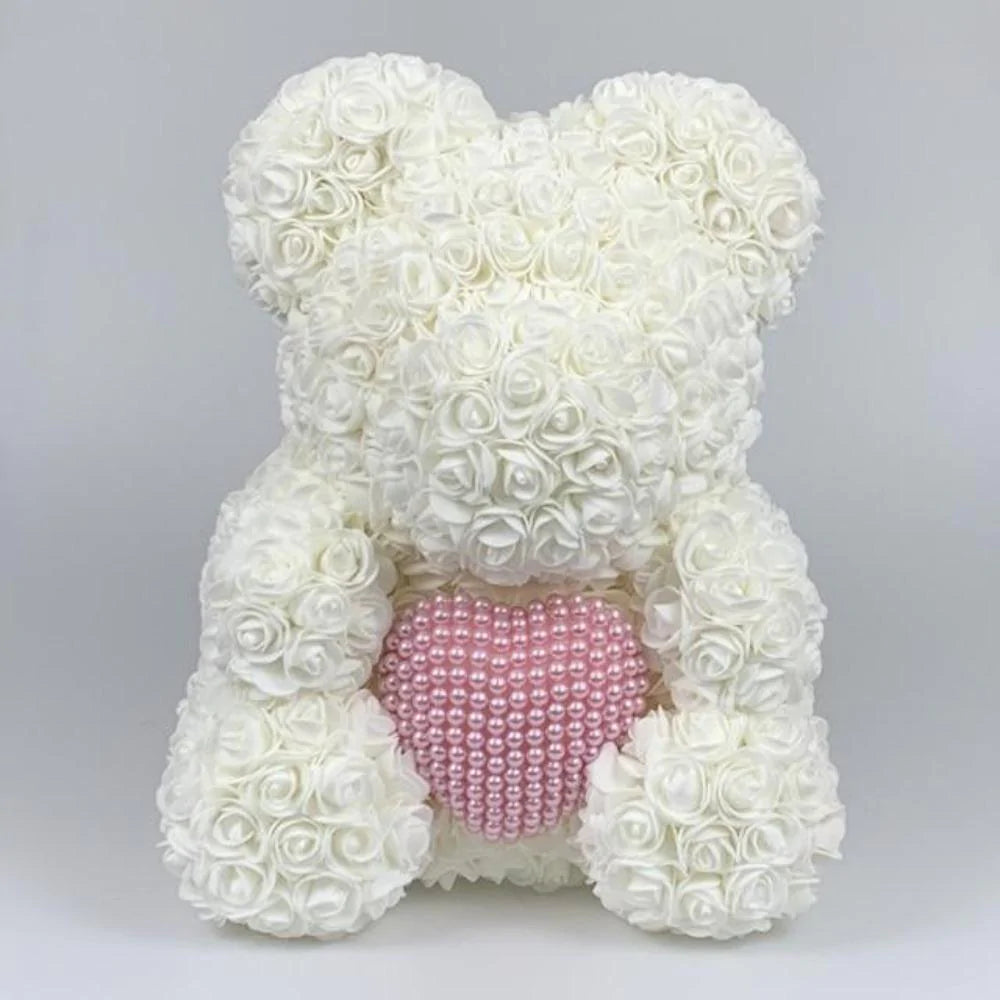 Endless Love: Pearl Heart Teddy Bear with Forever Rose