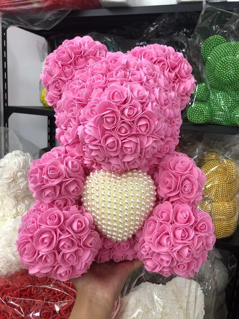 Endless Love: Pearl Heart Teddy Bear with Forever Rose