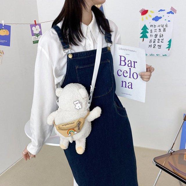 Ulzzang Harajuku Cute Bag, Women Plush Fanny Pack Bear Crossbody Bag