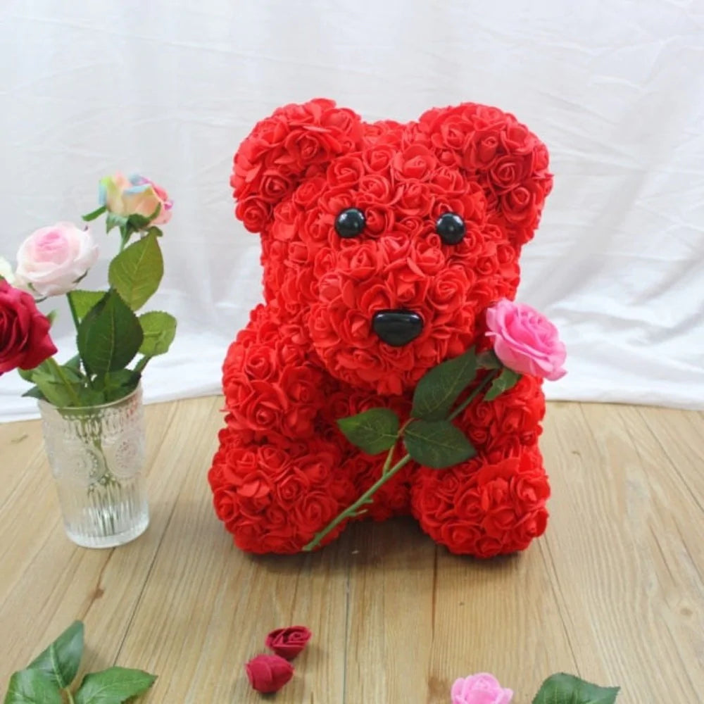 Forever Enchanted Rose Teddy Bear with a Real Rose