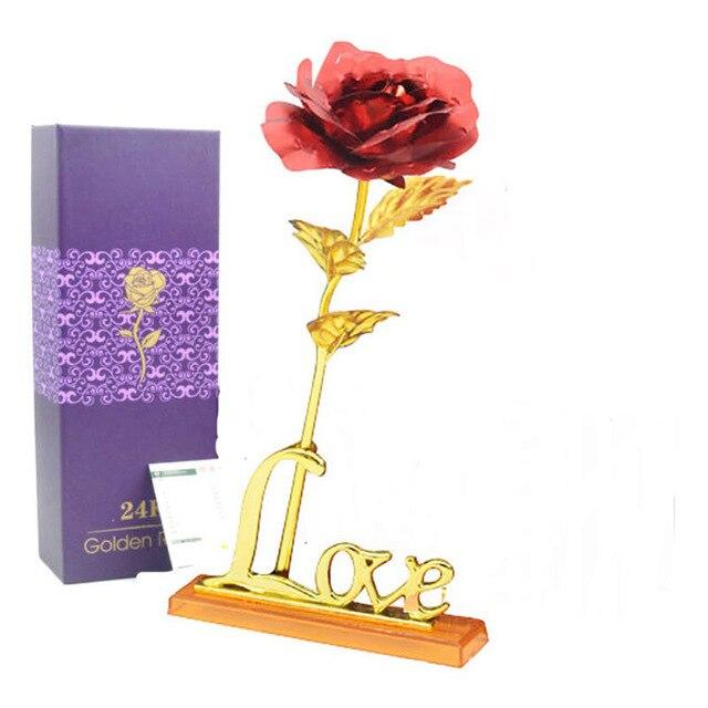 24k Gold Plated "Galaxy" Rose Picture Frame with "Love You For Life" Engraving and Heart Stand