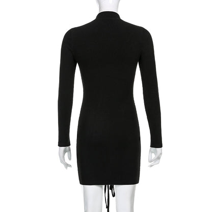 Versatile Chic Bandage Knitted Black Bodycon Mini Dress