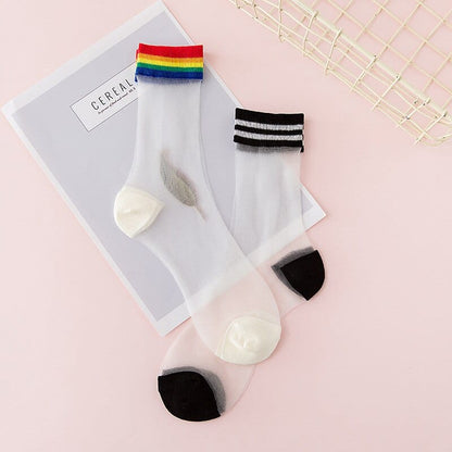 Rainbow Kawaii Transparent Socks