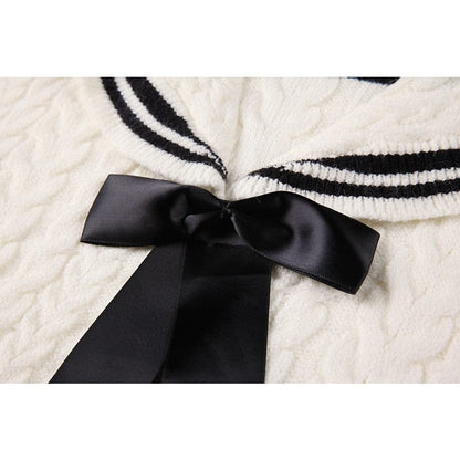 Sailor Collar Knitted Kawaii Oversize Pullover