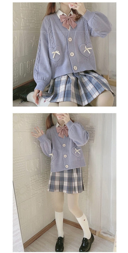 Spring Knit Cute Bow Cardigan Sweater