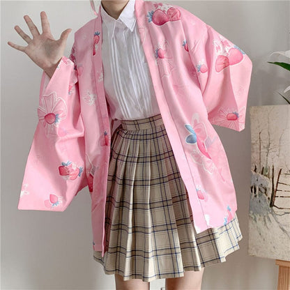 Strawberry Bunny Japanese Kimono Sleeve