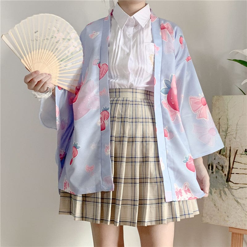 Strawberry Bunny Japanese Kimono Sleeve