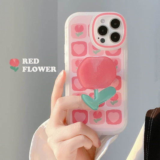Sweet Girls Summer Tulip Stand Bracket Phone Case For iPhone