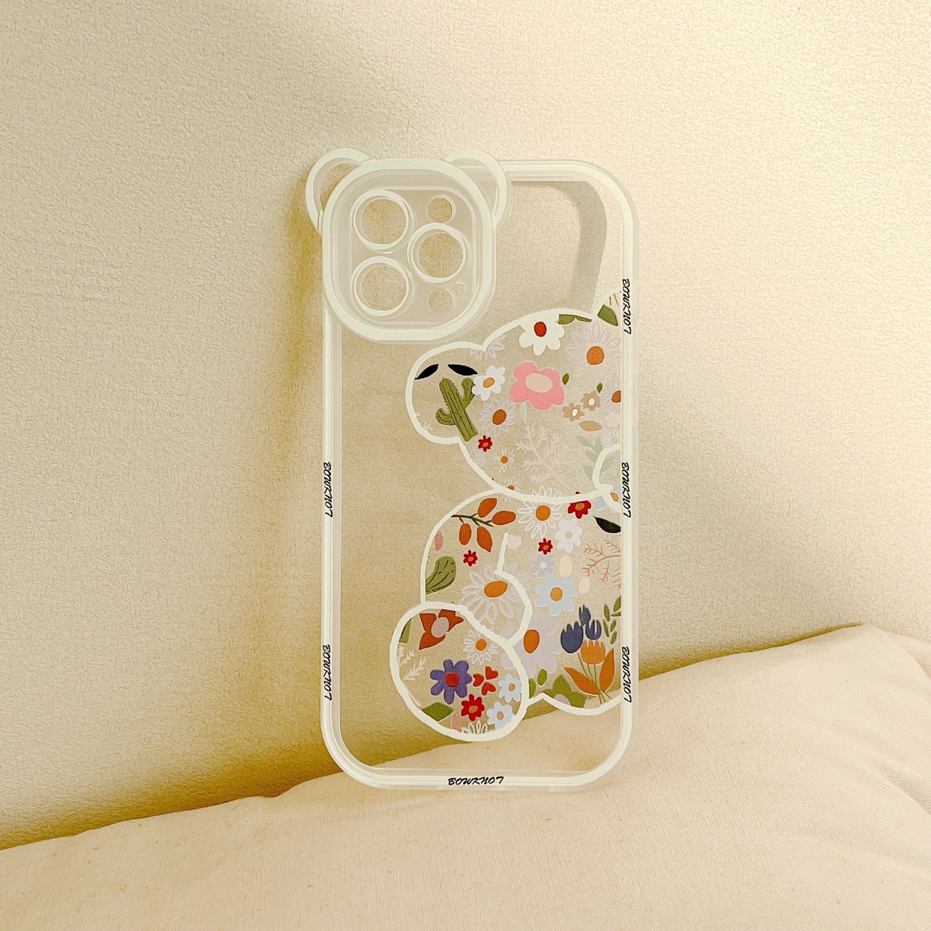 Sweet Retro Flower Bear Aesthetic Phone Case For iPhone
