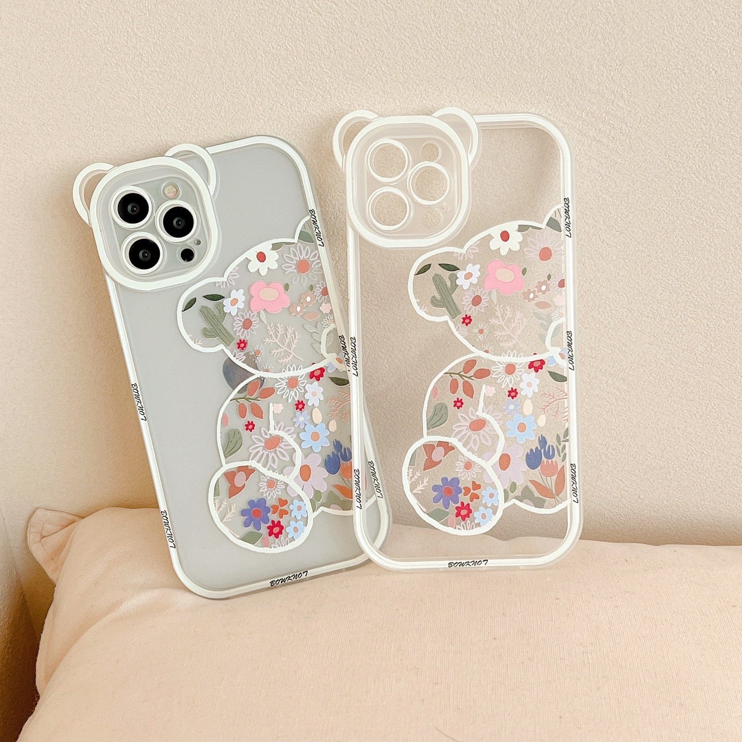 Sweet Retro Flower Bear Aesthetic Phone Case For iPhone