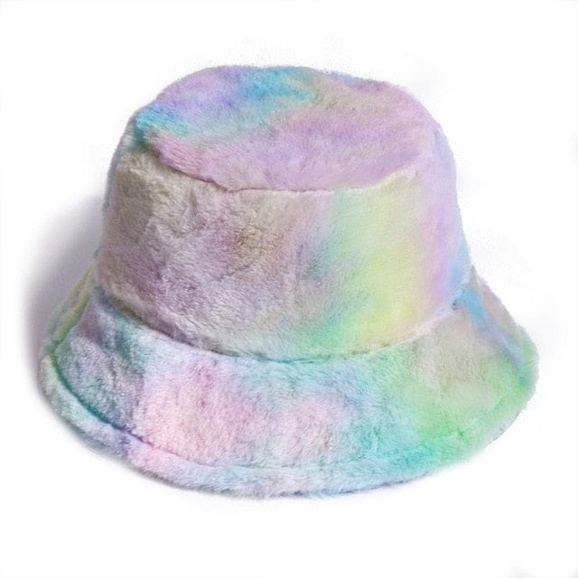 Kawaii Tie-dye Fluffy Bucket Hat