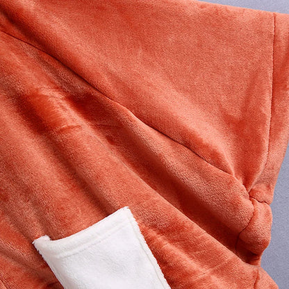 Fox Spirit Unleashed: Plush Hooded Cloak Coat - Three-Quarter Sleeves of Delightful Comfort! 🧡🌟