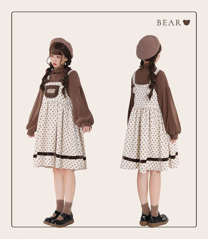 Vintage Kawaii Bear Dress Corduroy