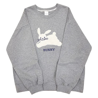 Pure Color Bunny Sweatshirt - Embrace the Cozy Elegance of Grey! 🐰✨