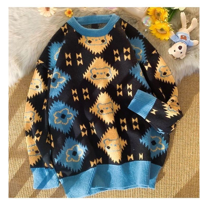 Retro Flower Butterfly Bear Sweater - Embrace Nostalgic Cuteness 🌼🦋🐻