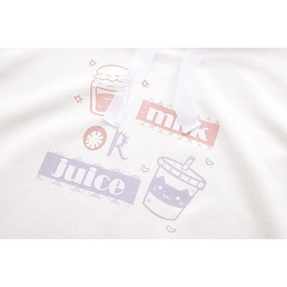 Harajuku Kawaii Milk or Juice Hoodie - Sip Style and Comfort! 🥛🍹