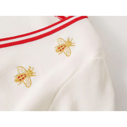 Kawaii Bee Embroidery Cardigan Sweater - Buzzing with Adorable Style! 🐝👚