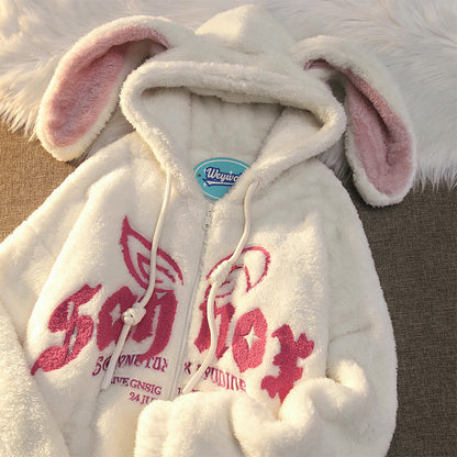 Whiskers and Letters: Bunny-Inspired Streetwear Magic - Wrap Yourself in Playful Elegance! 💌🧥