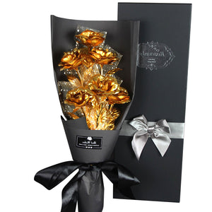 Valentine's Day Surprise: 24k Gold Galaxy Rose Flower Bouquet for Your Wife or Mom