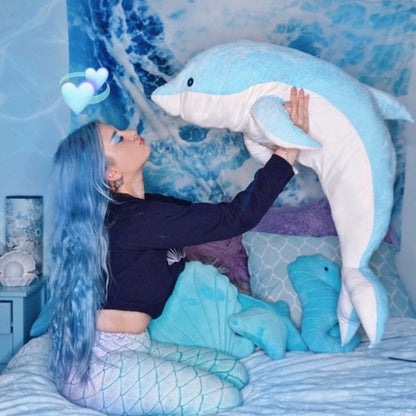 Adorable Aqua & Pink Dolphin Plushies: Bring the Ocean to Your Home