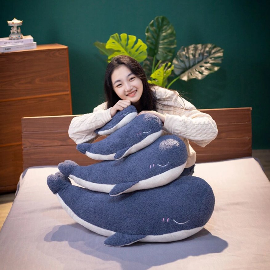 Adorable Fluffy Blue Whale Squishy Plushie - The Perfect Gift for Whale Lovers