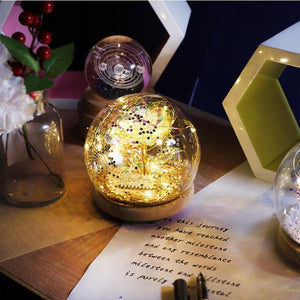 Galaxy-Themed Crystal Ball with Enchanted Red Rose LED Display