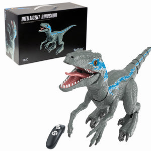 Grey Velociraptor Robot Dinosaur with Remote Control