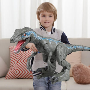 Grey Velociraptor Robot Dinosaur with Remote Control