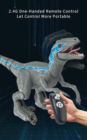 Grey Velociraptor Robot Dinosaur with Remote Control
