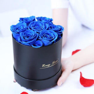 Luxurious, Immortal Enchanted Rose in Round Box - 3 Sizes and Black or White Box Colors