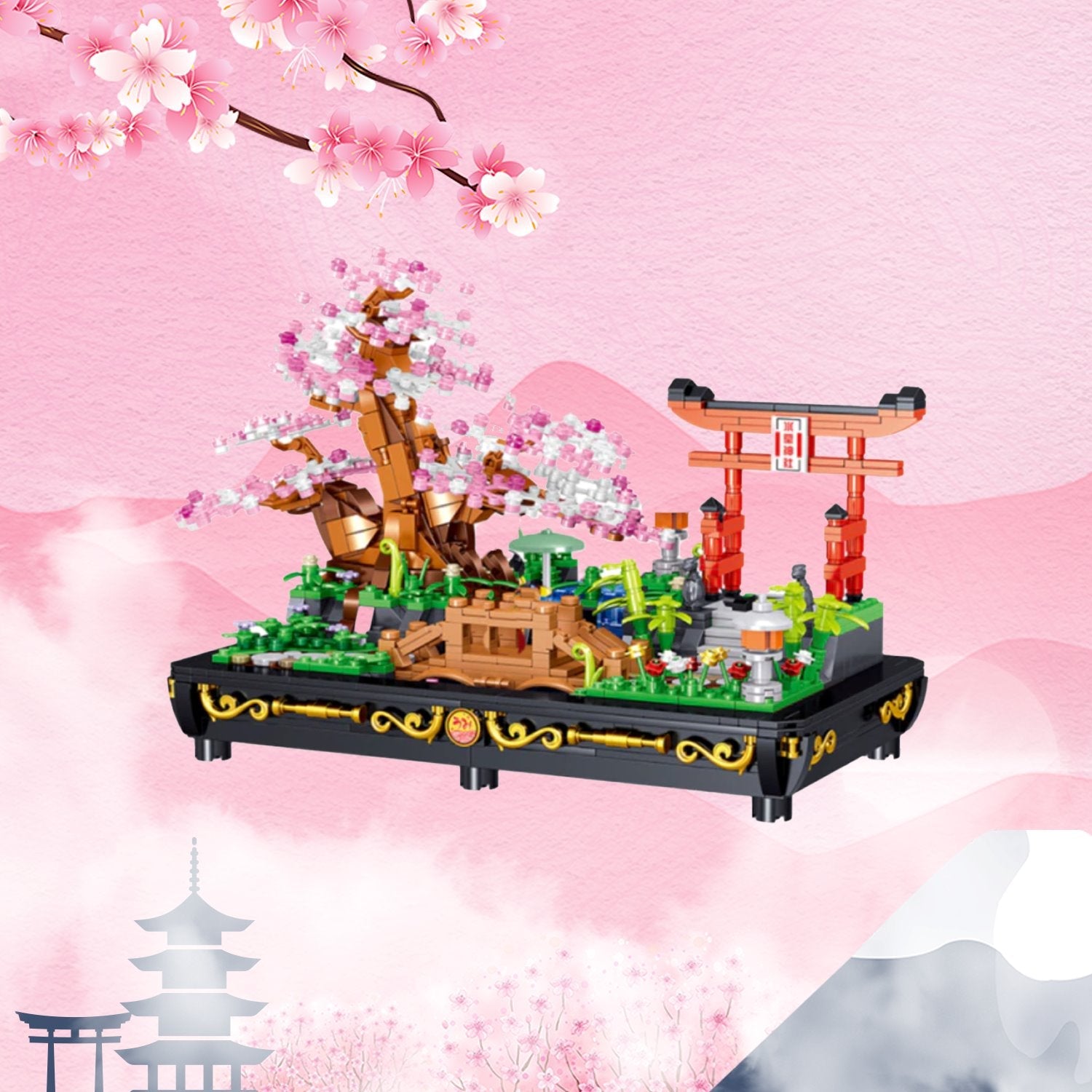 Bonsai Cherry Blossom Sakura Shrine A Nano Building Set
