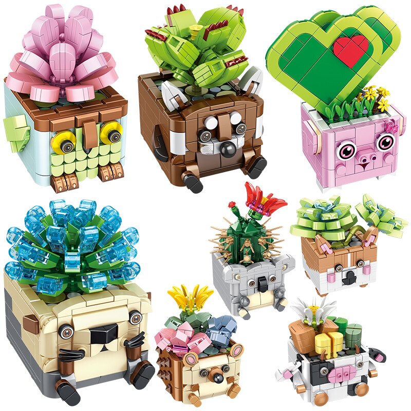 Cactus, Succulent, and Animal Planter Building Sets