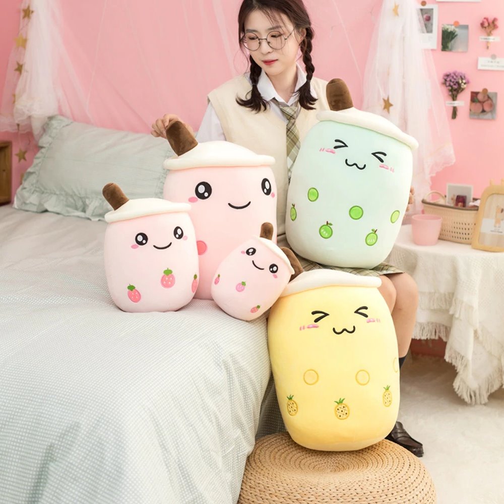 Kawaii Lovable Bubble Tea Family Fruit Plushies Collection