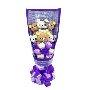 Rose-Themed Teddy Bear Plush Bouquet with 8 Options (Optional Gift Box Included)