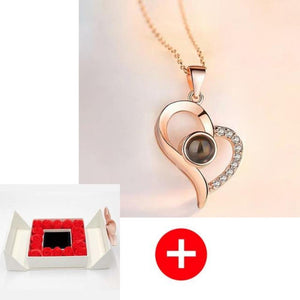 Unique 'I Love You' Necklace with 100 Language Projection and Rose Box Gift (30 Designs