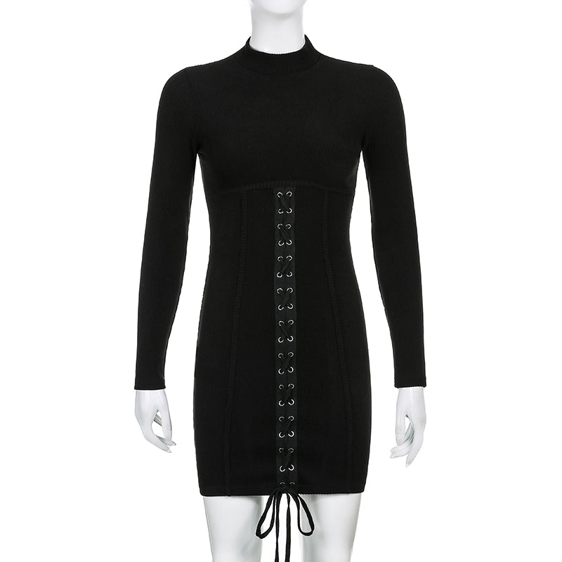 Versatile Chic Bandage Knitted Black Bodycon Mini Dress